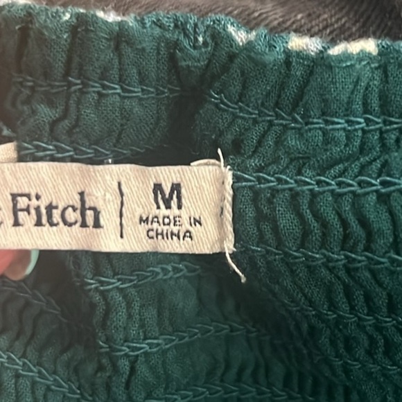 Abercrombie & Fitch green floral short sleeve smocked midi dress Medium - Picture 8 of 13